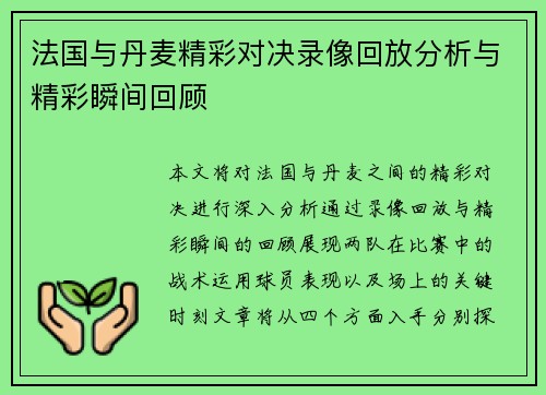 法国与丹麦精彩对决录像回放分析与精彩瞬间回顾